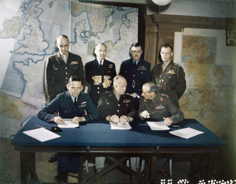 Meeting of SHAEF, 1944. Pictured are the 7 leaders of the Expeditionary Force.